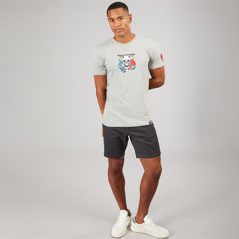 Brave Soul Mens Shelton T-Shirt Light Grey Marl