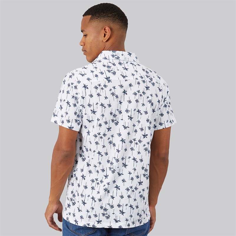 Brave Soul Mens Canary Shirt White/Navy And Blue