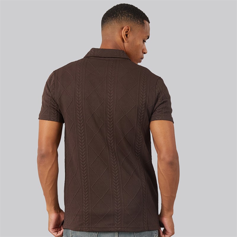 Brave Soul Mens Renix Polo Shirt Bitter Chocolate