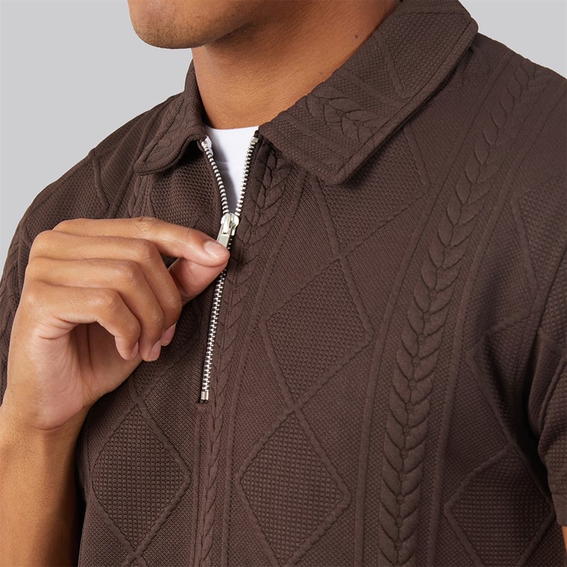 Brave Soul Mens Renix Polo Shirt Bitter Chocolate