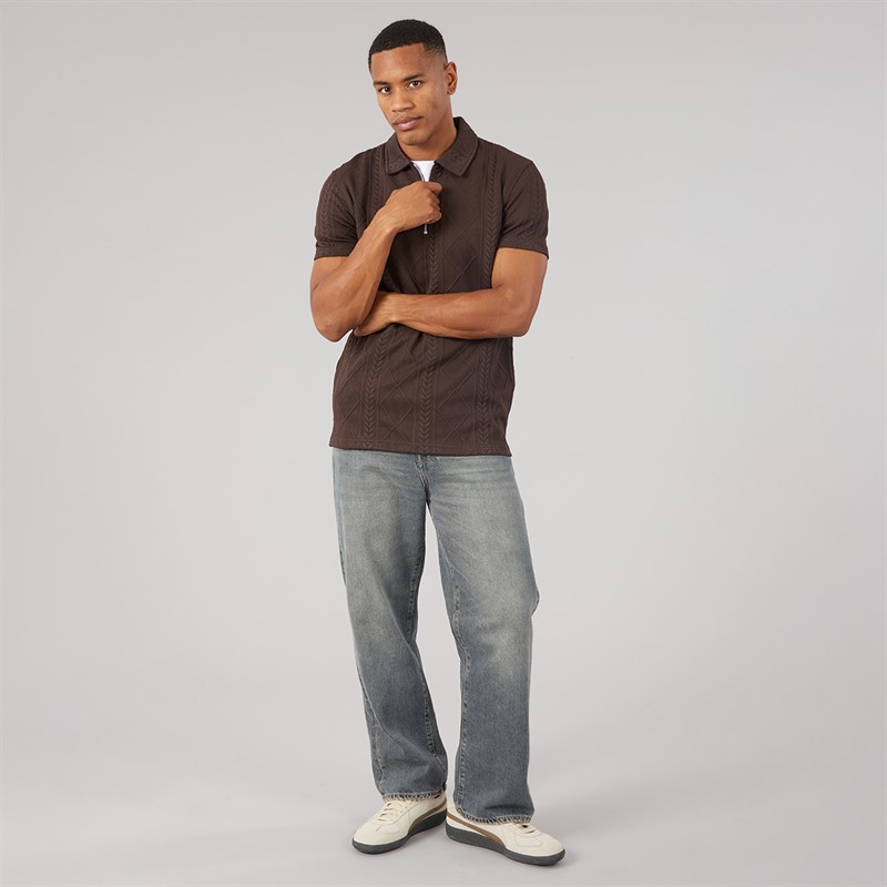 Brave Soul Mens Renix Polo Shirt Bitter Chocolate
