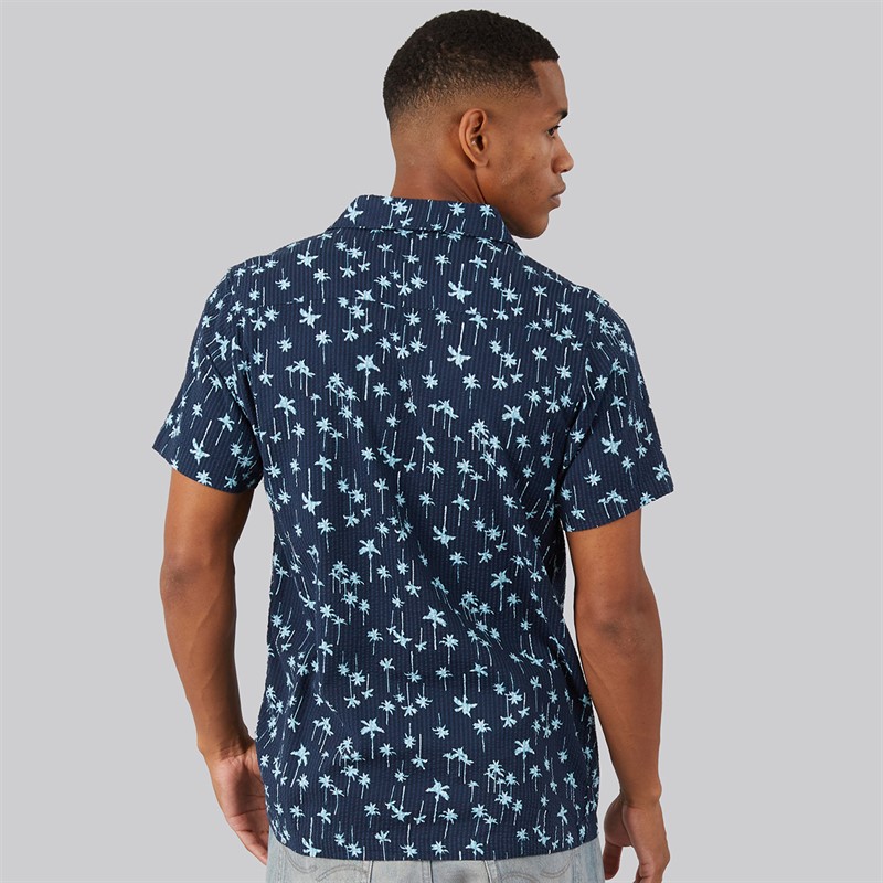 Brave Soul Mens Canary Shirt Navy/White And Blue