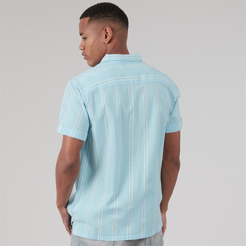 Brave Soul Mens Chichester Shirt Light Blue/Grey/White
