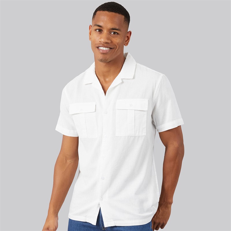 Brave Soul Mens Mikitad Shirt Optic White