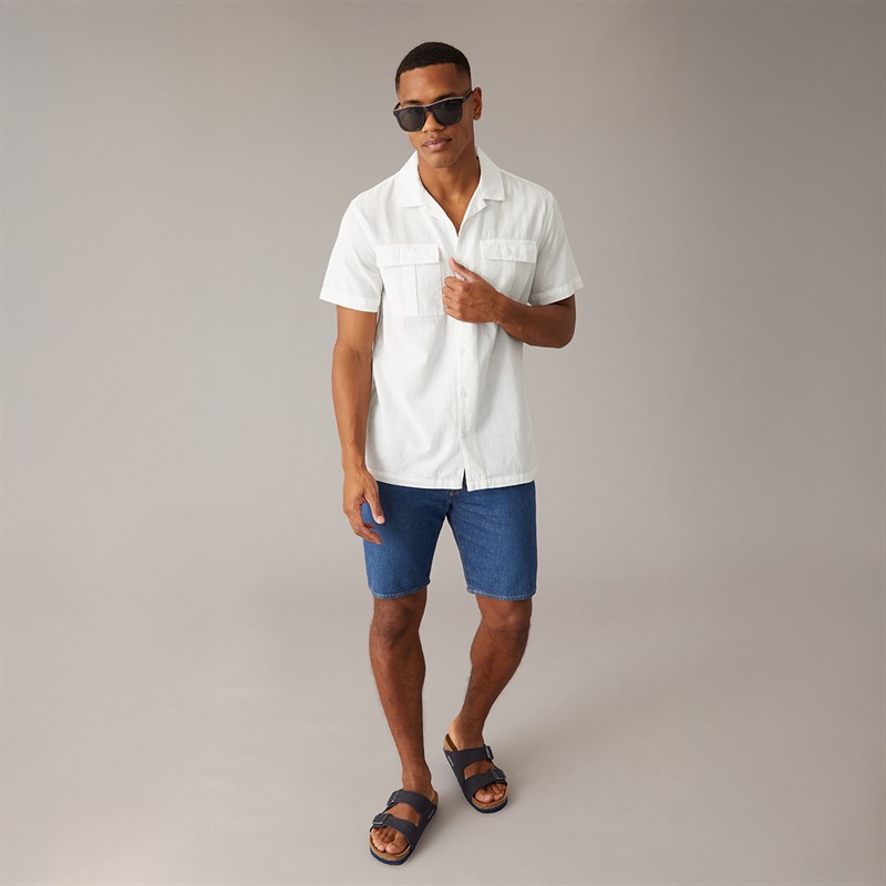 Brave Soul Mens Mikitad Shirt Optic White
