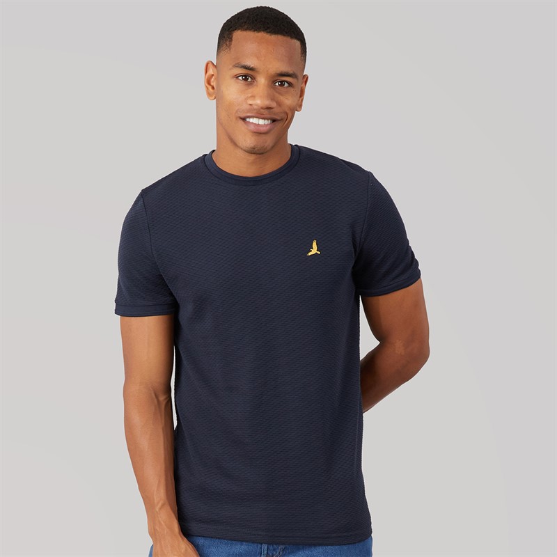Brave Soul Mens Qunita Crew Neck T-Shirt Navy
