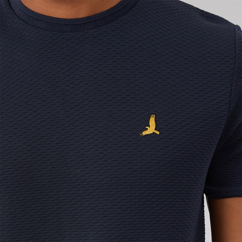 Brave Soul Mens Qunita Crew Neck T-Shirt Navy