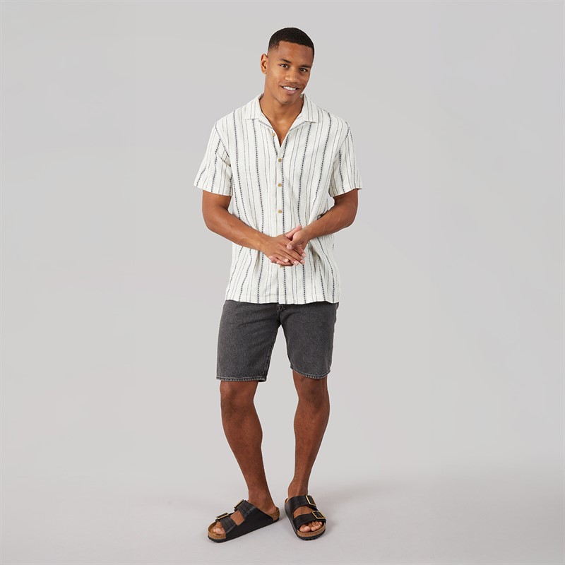 Brave Soul Mens Dash Shirt Ecru/Navy And Green