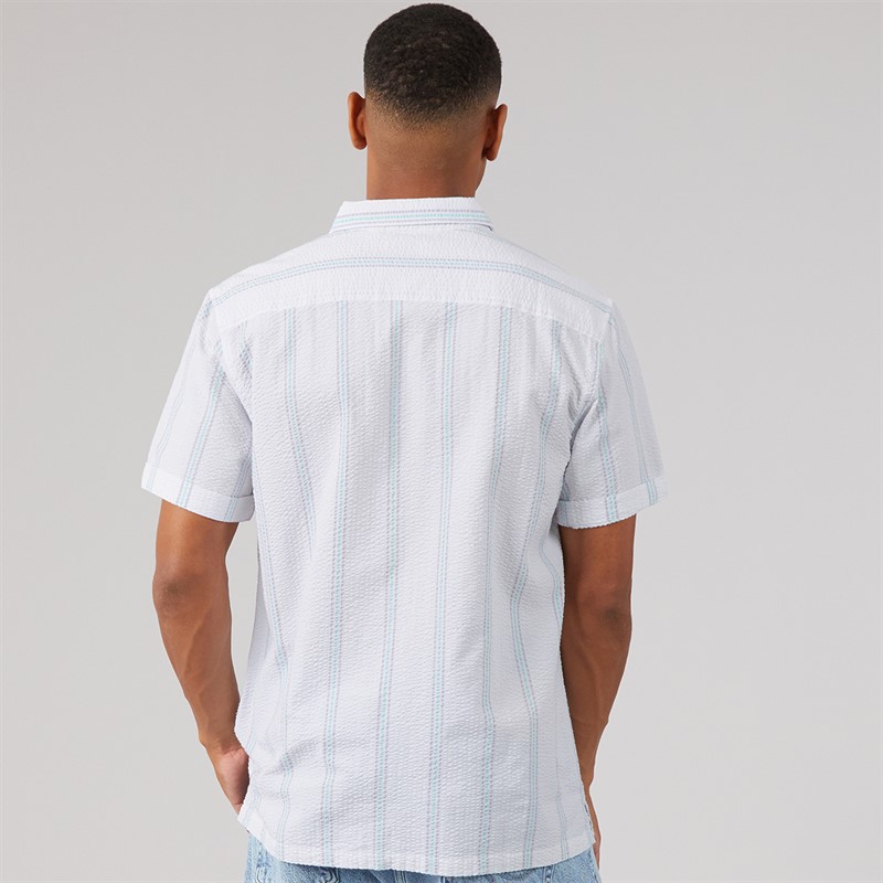 Brave Soul Mens Chichester Shirt White/Grey/Mint