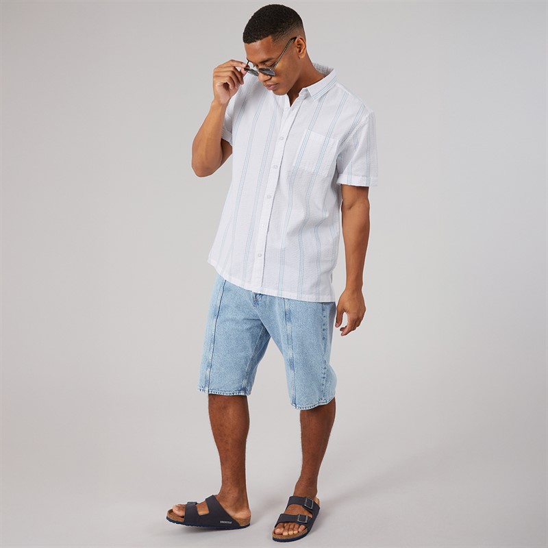 Brave Soul Mens Chichester Shirt White/Grey/Mint