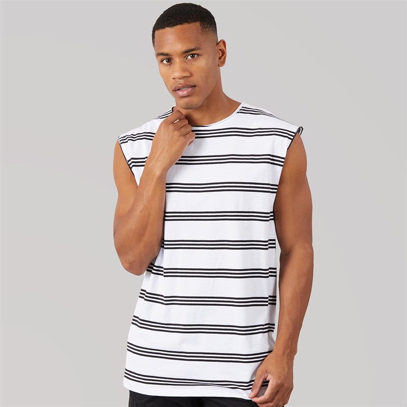 Brave Soul Mens Link Vest Optic White/Jet Black