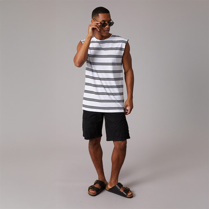 Brave Soul Mens Link Vest Optic White/Jet Black