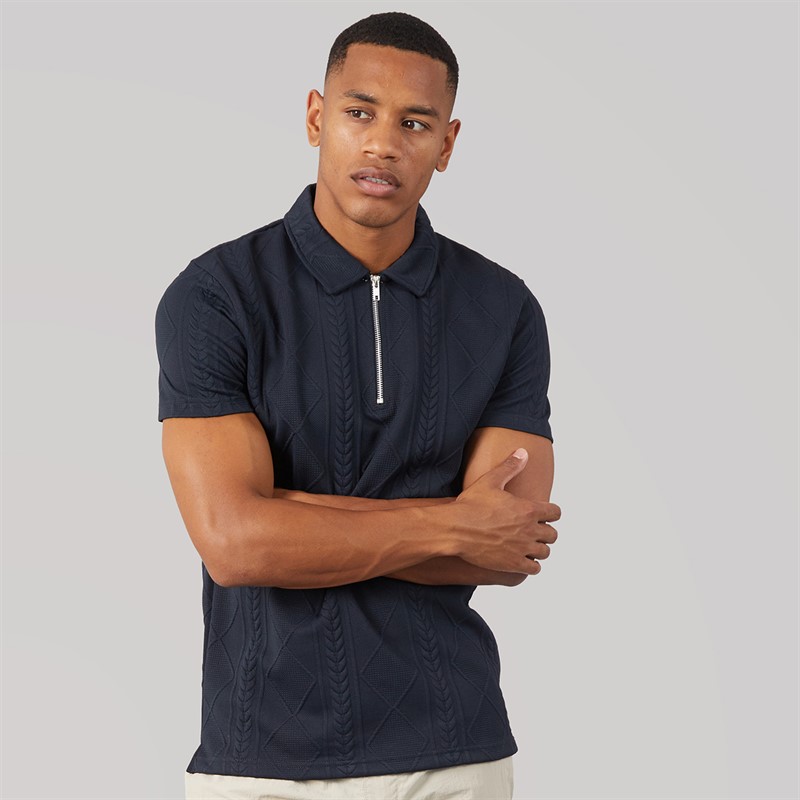 Brave Soul Mens Renix Polo Shirt Dark Navy Dk Navy