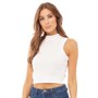 Brave Soul Damer Breeze Ribbed High Neck Crop Top Hvid