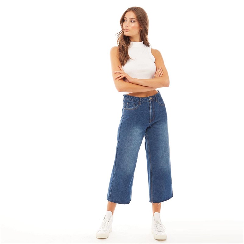 Brave Soul Damer Breeze Ribbed High Neck Crop Top Hvid