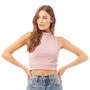 Brave Soul Womens Breeze Ribbed High Neck Crop Top Mauve