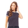 Brave Soul Womens Claudia T-Shirt Navy/White