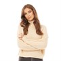 Brave Soul Womens Bianca Chunky Fishermans Knit High Neck Jumper Warm Stone