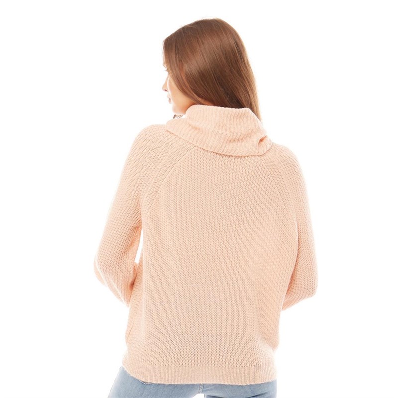 Brave Soul Womens Harriton Cowl Neck Knitted Jumper Blush
