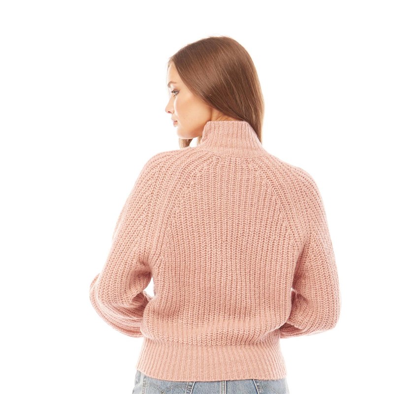 Brave Soul Womens Cumbria Turtle Neck Rib Jumper Rose Twist