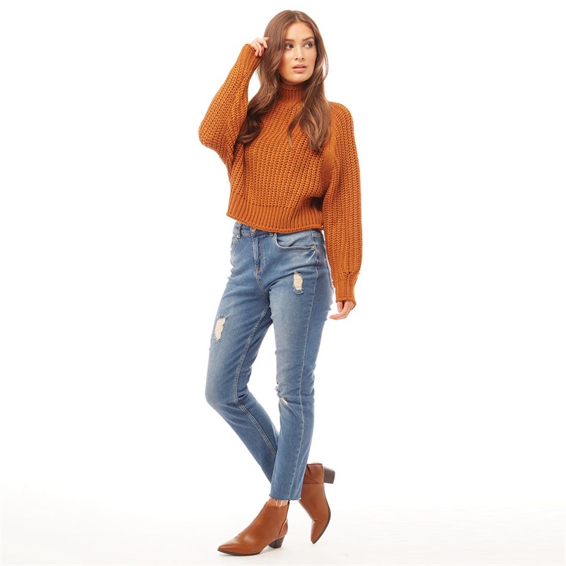 Brave Soul Womens Bianca Knitted Chunky Knit Jumper Tumeric