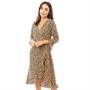 Brave Soul Womens Mirranda All Over Print Wrap Dress Brown/Navy Heart Print