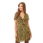 Brave Soul Womens Azanas All Over Print Frill Dress Black/Yellow Daisy Print