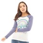 Brave Soul Womens Julien Long Sleeve Top Grey Blue/White