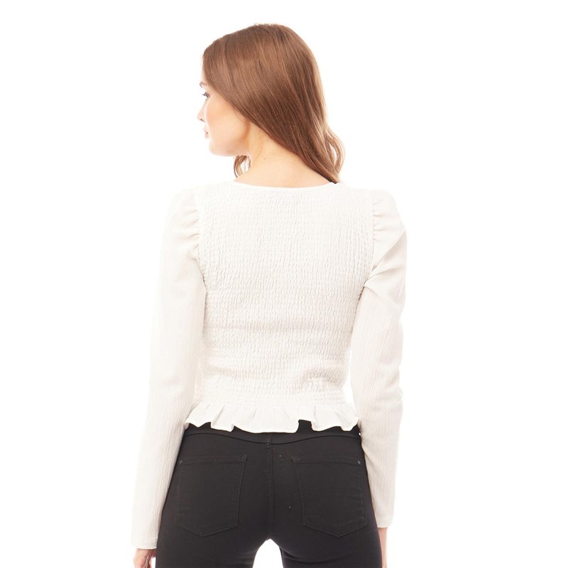 Brave Soul Womens Valery Frill Top White