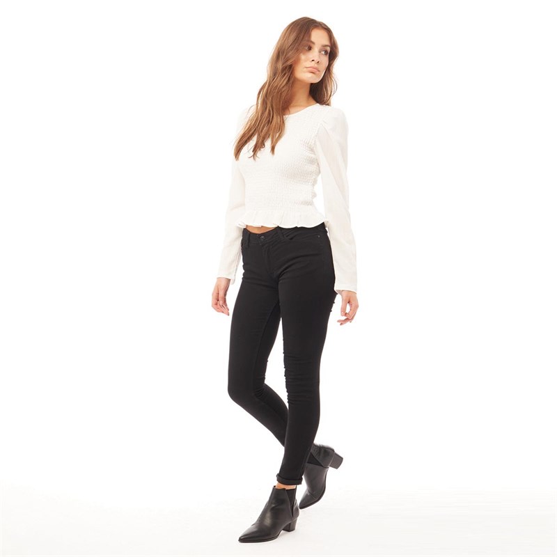 Brave Soul Womens Valery Frill Top White