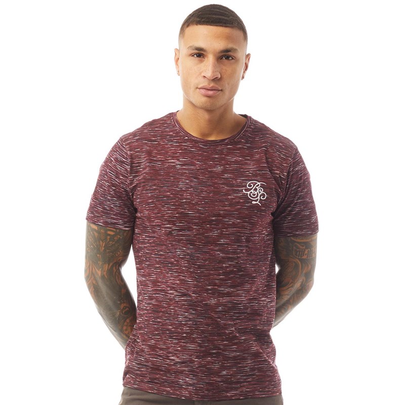 Brave Soul Mens Booster T-shirt Burgundy Combo