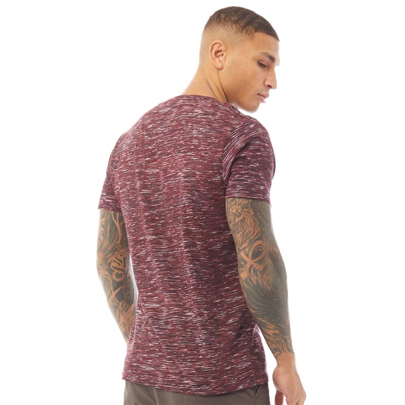 Brave Soul Mens Booster T-shirt Burgundy Combo