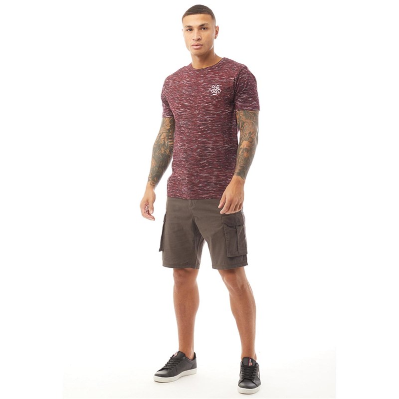 Brave Soul Mens Booster T-shirt Burgundy Combo