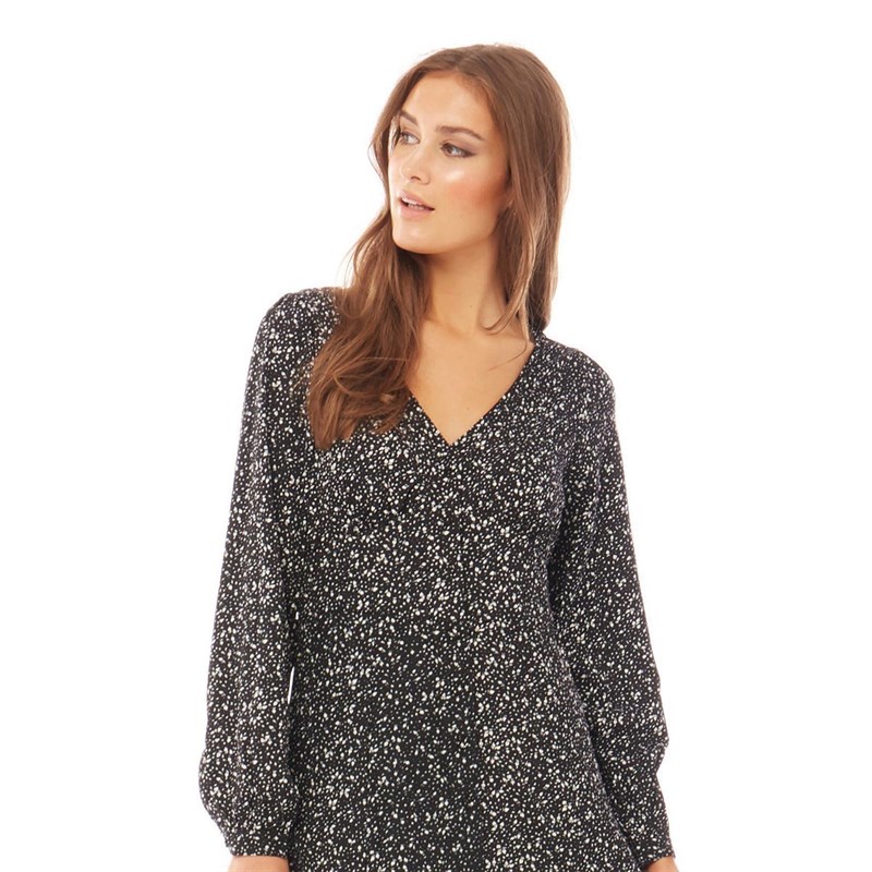 Brave Soul Womens Jessa All Over Print Maxi Dress Black/White Combo