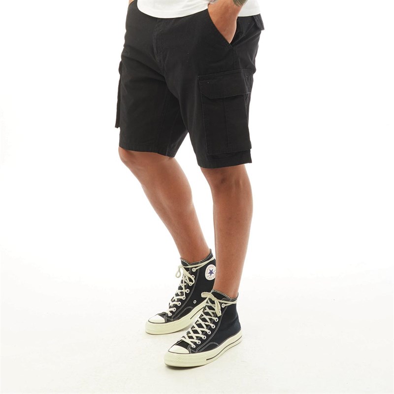 Brave Soul Mens Riverwood Cargo Shorts Black