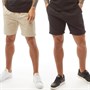 Brave Soul Mens Paul Two Pack Chino Shorts Navy/Stone