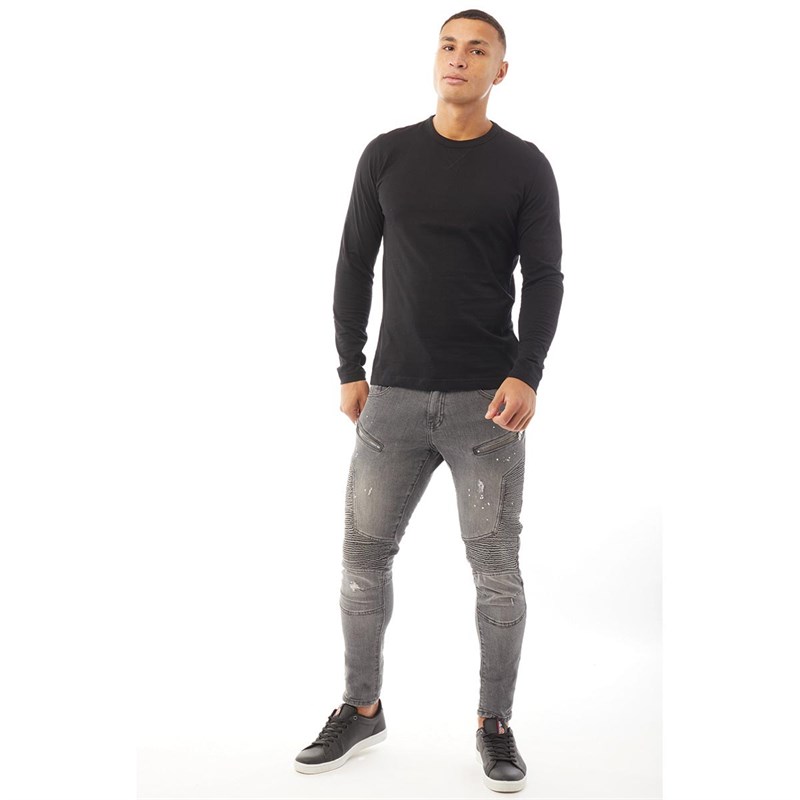 Brave Soul Mens Kafta Long Sleeve Top Black