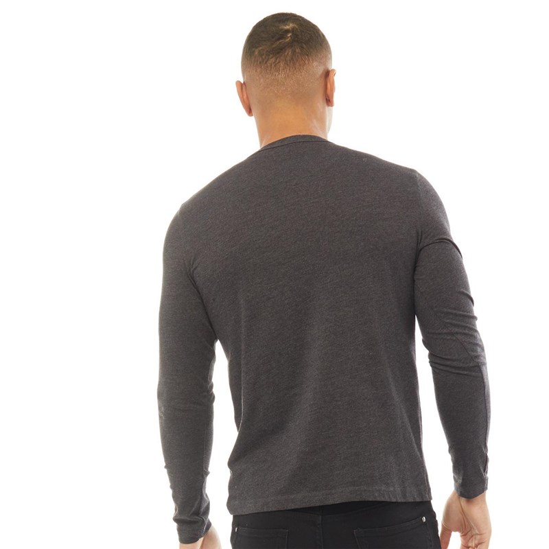 Brave Soul Mens Kafta Long Sleeve Top Dark Charocal Marl