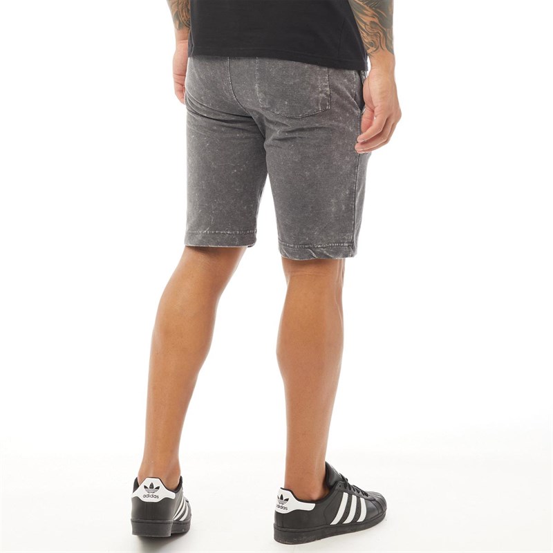 Brave Soul Mens Acid Shorts Grey Acid Wash