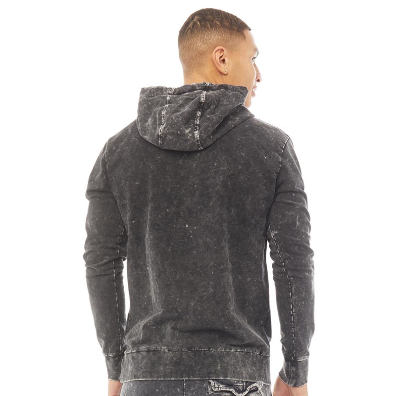 Buy Brave Soul Mens Acid Hoodie Jet Black Acid Wash