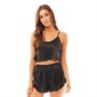 Brave Soul Womens Flounce Shortsie Pyjama Set Black