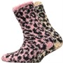 Brave Soul Womens Safari Two Pack Fluffy Socks Sand/Nude Blush/Black Leopard