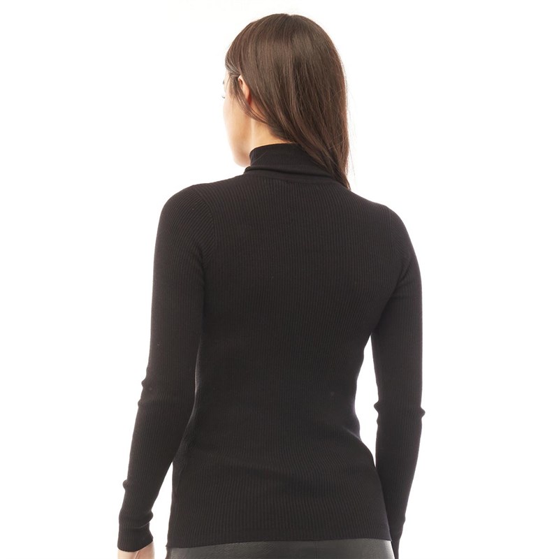 Brave Soul Pull à col roulé Trudy Femme Noir