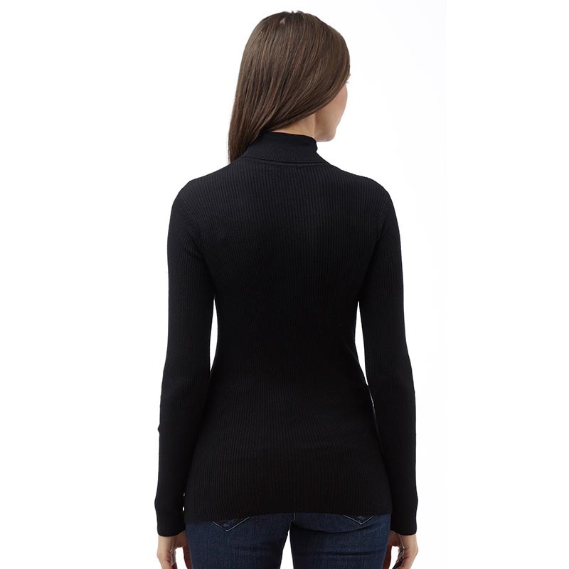 Brave Soul Pull à col roulé Trudy Femme Noir