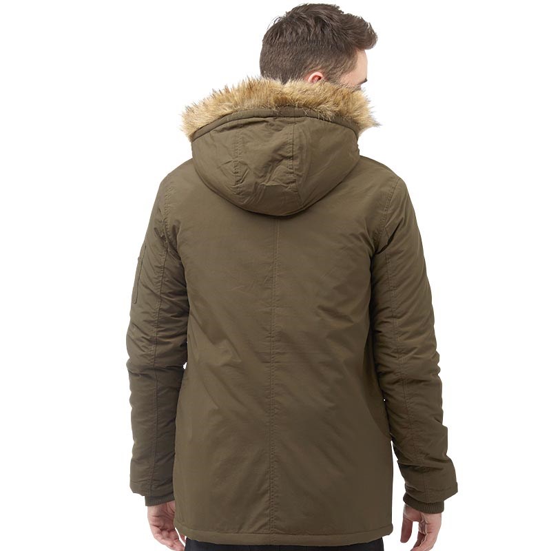 Brave Soul Noel Mens Fur Trimmed Hooded Parka Jacket Coat