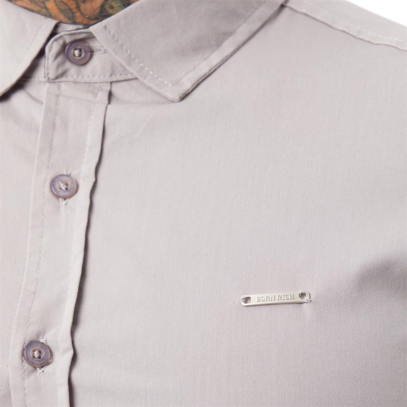 Born Rich Mens Balducci Short Sleeve Shirt Steeple Grey