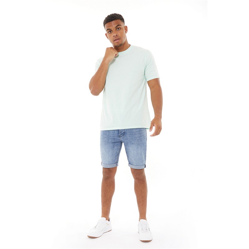Born Rich Mens Sterlon Denim Shorts Light Wash