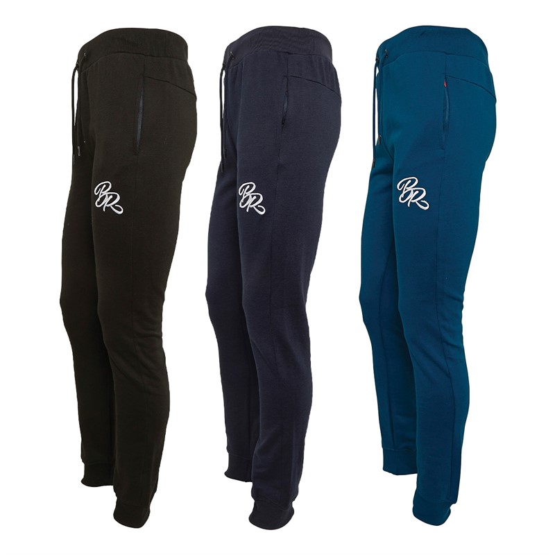 Born Rich Mens Fontaine Three Pack Joggers Black/Navy/Sky Captain