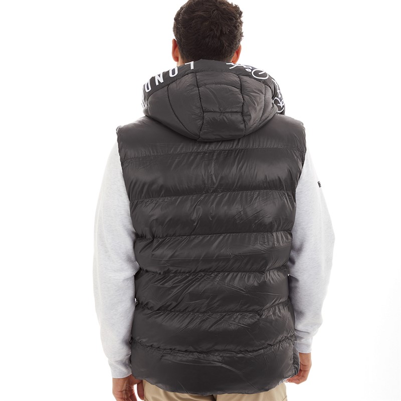 Born Rich Mens Karnos Hooded Gilet Black