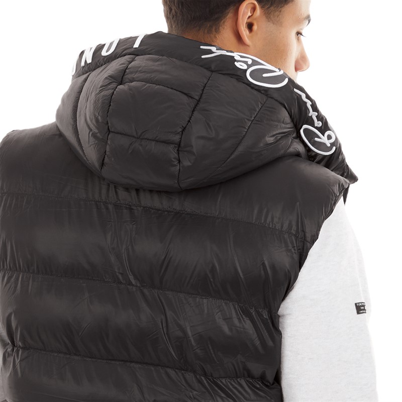 Born Rich Mens Karnos Hooded Gilet Black